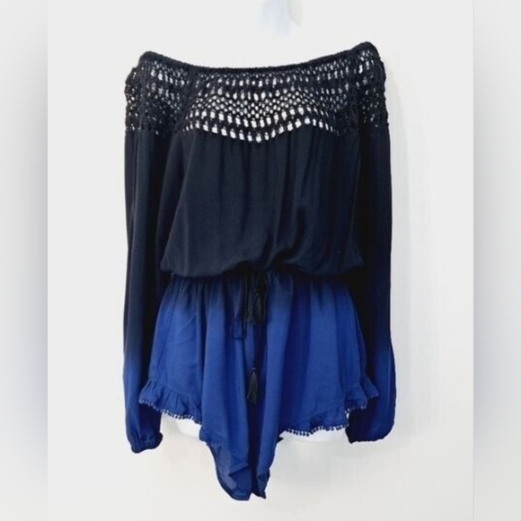 Victoria's Secret, Black/Blue Ombre, Off Shoulder, Cover-up/Romper, Size Small - Picture 7 of 10